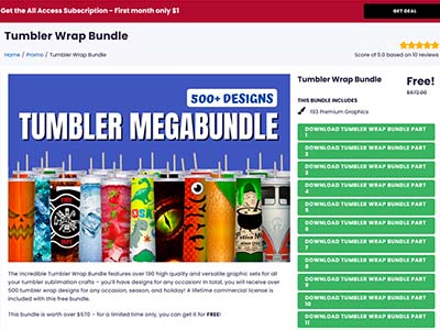 限时免费领取 – 杯子贴图图案 – Tumbler Wrap Bundle – [$670 → $0]