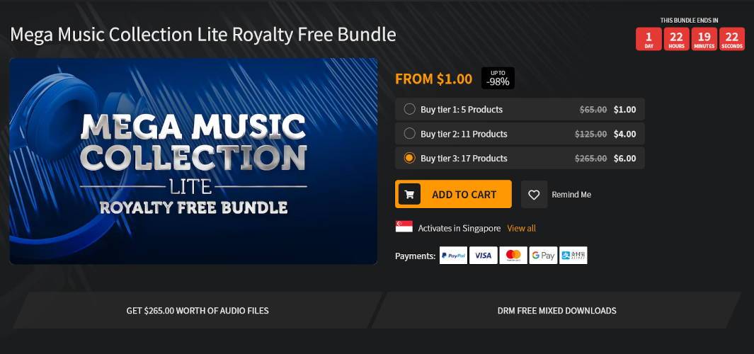 Fanatical 限时特惠 - 大型音乐收藏精简版免版税素材捆绑包 - Mega Music Collection Lite Royalty Free Bundle - 介绍